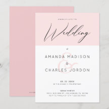 Minimalistisk rosa och vit och Bröllop typografi