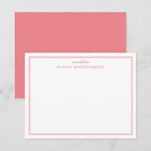 Minimalistisk Rosa och Vita Namn Personal Anteckningskort
