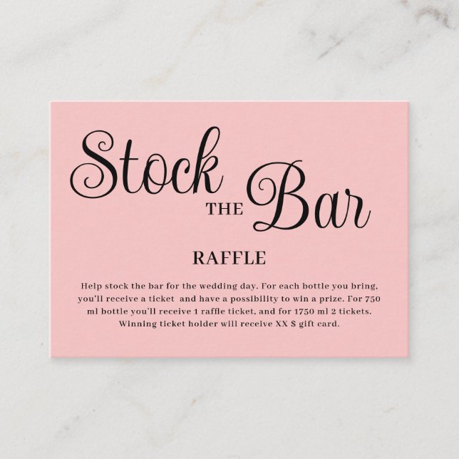 Minimalistisk rosa påfyllnadsbaren bröllopsdusch  tilläggskort (Framsida)