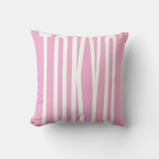Minimalistisk rosa pastel färg Tokyo typografi Kudde