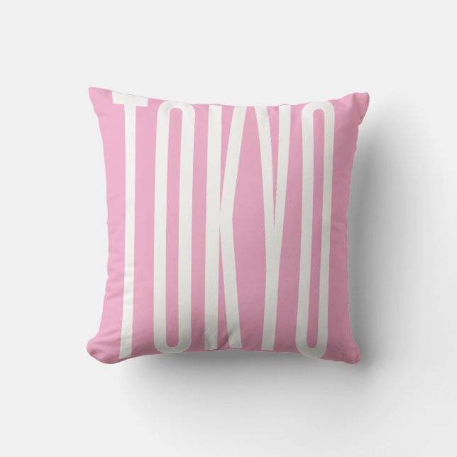 Minimalistisk rosa pastel färg Tokyo typografi Kudde (Framsida)