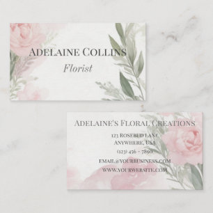 Minimalistisk Rosa Peonies Watercolor Florist Visitkort