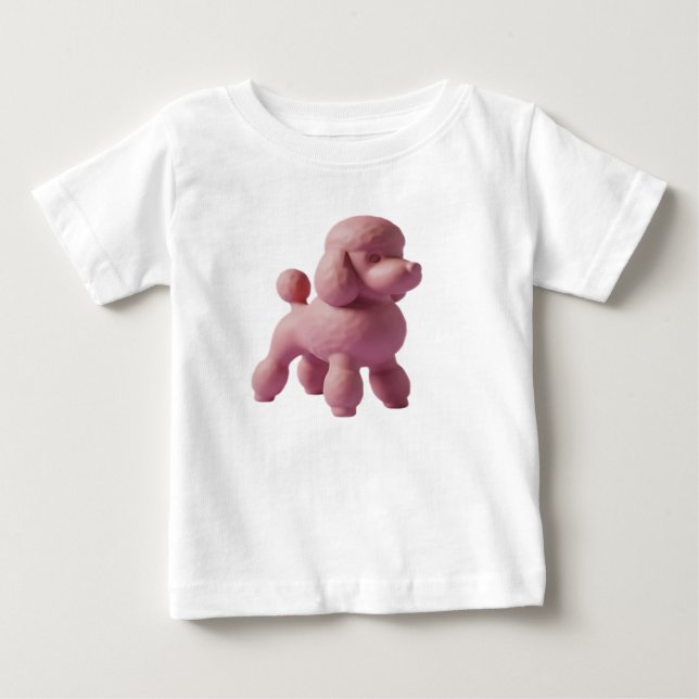 Minimalistisk rosa pudel hund figur t shirt (Framsida)