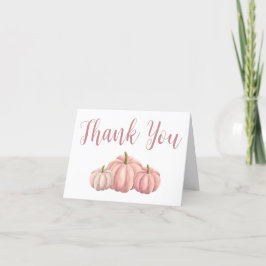 Minimalistisk Rosa Pumpkin Fall Baby Shower Tack Kort