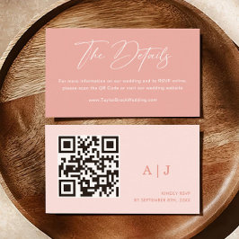 Minimalistisk Rosa QR-kodwebbplats Bröllop OSA Tilläggskort