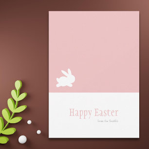Minimalistisk Rosa Rabbit Glad påsk Julkort