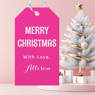 Minimalistisk Rosa Retro God jul Presentetikett