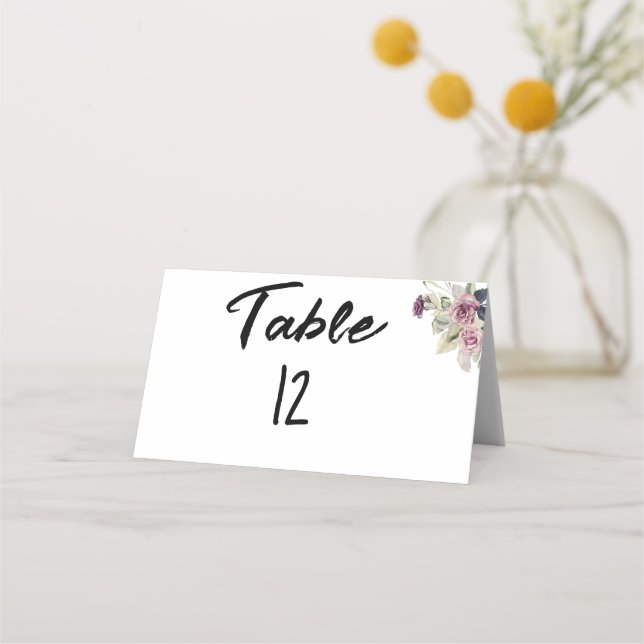 Minimalistisk rosa ros placeringskort (Framsida)