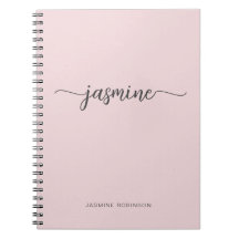 Minimalistisk Rosa Rosa Flicka Monogram Namn Skrip