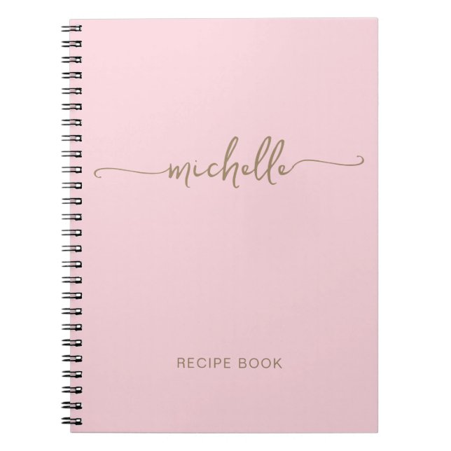 Minimalistisk Rosa Rosa Flickaktig Guld Monogram N Anteckningsbok (Framsidan)