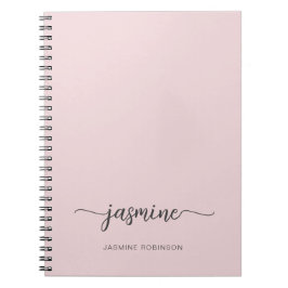 Minimalistisk Rosa Rosa Flickaktig Monogram Namn S Anteckningsbok
