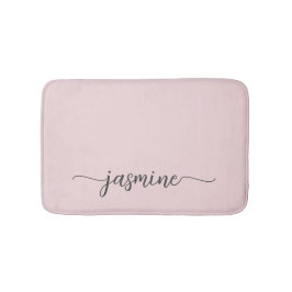 Minimalistisk Rosa Rosa Flickaktig Monogram Namn S Badrumsmatta