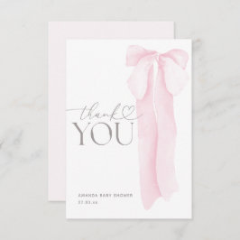 Minimalistisk rosa rosett flicka baby shower tack kort