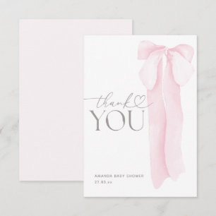 Minimalistisk rosa rosett flicka baby shower tack kort
