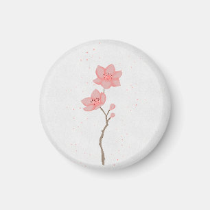 Minimalistisk rosa Sakura körsbärsblomma blomsterg Magnet