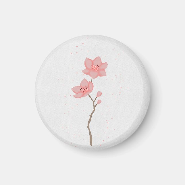 Minimalistisk rosa Sakura körsbärsblomma blomsterg Magnet (Framsidan)