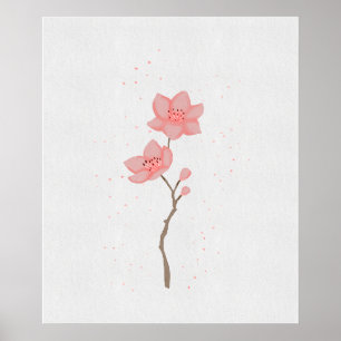 Minimalistisk rosa Sakura körsbärsblomma blomsterg Poster