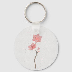 Minimalistisk Rosa Sakura Körsbärsblomster Blommig Nyckelring
