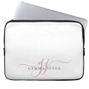 Minimalistisk rosa-skript Monogram Initialer Laptop Fodral