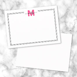 Minimalistisk Rosa Skript Namn Monogram Anteckningskort