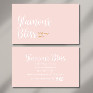 Minimalistisk Rosa Snyggt Makeup Artist Salon Visitkort