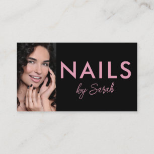 Minimalistisk Rosa Svart Nagelkonstnär Salong Foto Visitkort