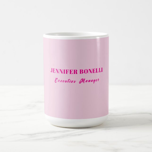 Minimalistisk rosa trendig personlig anpassad namn kaffemugg (Center)