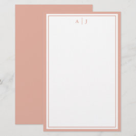 Minimalistisk  Rosa två Gräns Monogram Brevpapper