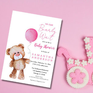 Minimalistisk Rosa: "Vi kan vänta!" Baby Shower Inbjudningar
