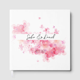 Minimalistisk rosa vildblomma bröllop vitt gästböcker