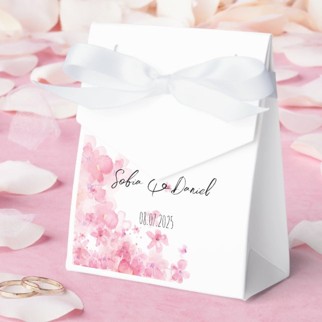Minimalistisk rosa vildblomma bröllop vitt presentaskar (Bröllop)