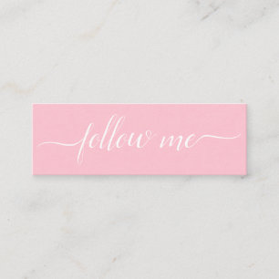 Minimalistisk Rosa Vit Följ mig Social media Mini Visitkort