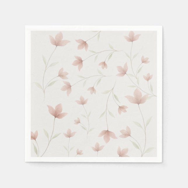 Minimalistisk rosablommig elegant bröllop pappersservett (Framsidan)