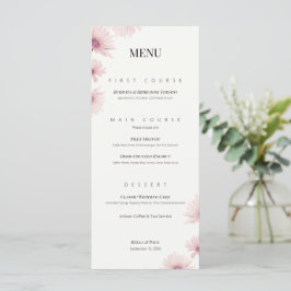 Minimalistisk rosablommig vigselbröllopsplatta meny