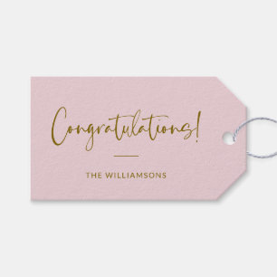 Minimalistisk rosabränd personlig gratulation presentetikett