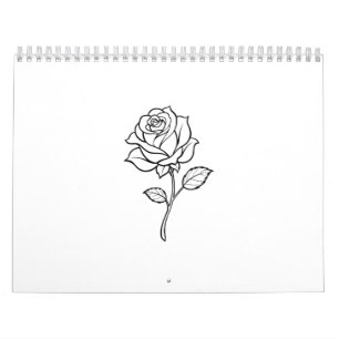 Minimalistisk Rosen Linje Konst Elegant Enfärgad B Kalender