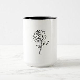 Minimalistisk Rosen Linje Konst Elegant Enfärgad B Mugg
