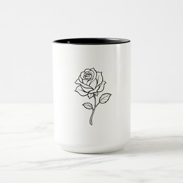 Minimalistisk Rosen Linje Konst Elegant Enfärgad B Mugg (Center)