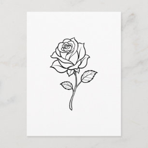 Minimalistisk Rosen Linje Konst Elegant Enfärgad B Vykort