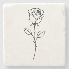 Minimalistisk rosenbotanisk linjekonst stenunderlägg