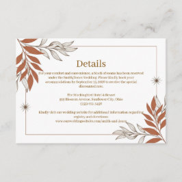 minimalistisk rost botanisk boendeinformation tilläggskort
