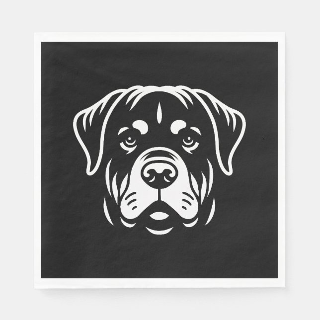 Minimalistisk Rottweiler Ansikte-design - fet kons Pappersservett (Framsidan)