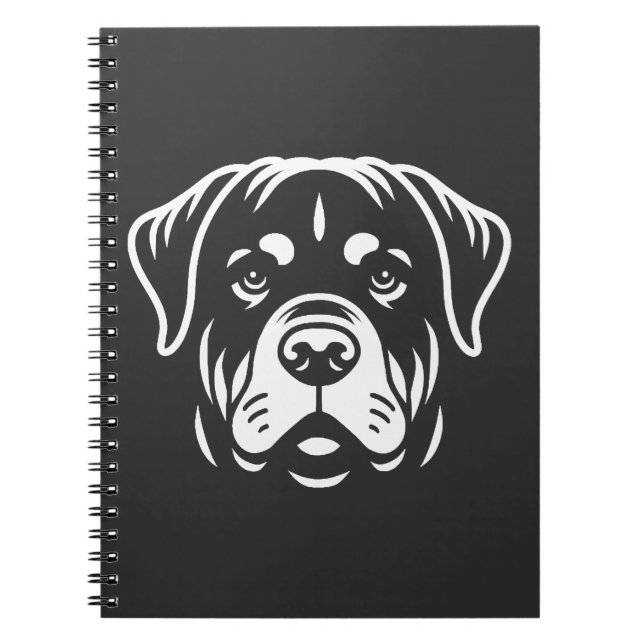 Minimalistisk Rottweiler-ansiktsdesign � Djärv lin Anteckningsbok (Framsidan)