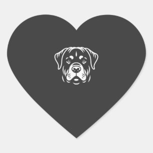 Minimalistisk Rottweiler-ansiktsdesign � Djärv lin Hjärtformat Klistermärke