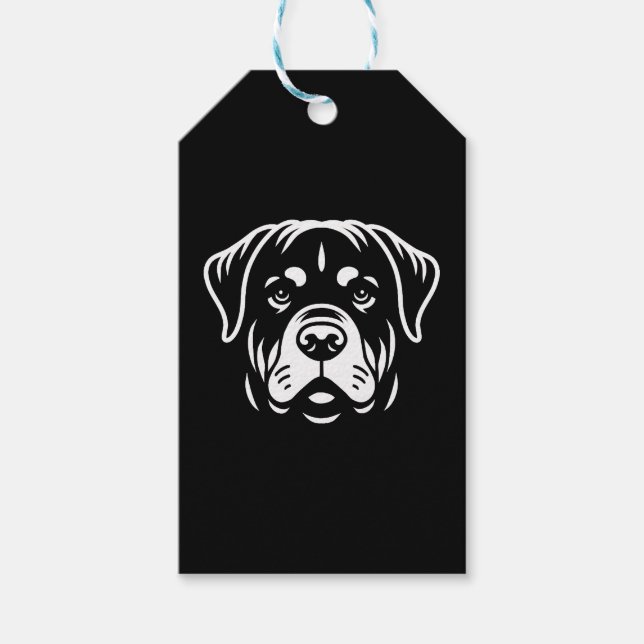 Minimalistisk Rottweiler-ansiktsdesign � Djärv lin Presentetikett (Framsidan)