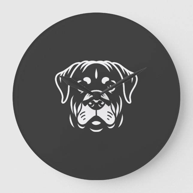 Minimalistisk Rottweiler-ansiktsdesign � Djärv lin Stor Klocka (Framsida)