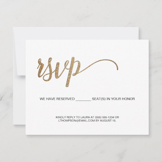 Minimalistisk RSVP Guld Ifyllbara Reserverade Plat OSA Kort (Framsida)