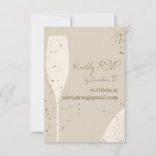 Minimalistisk RSVP-kort Beige & Elfenbensfärgad Tack Kort