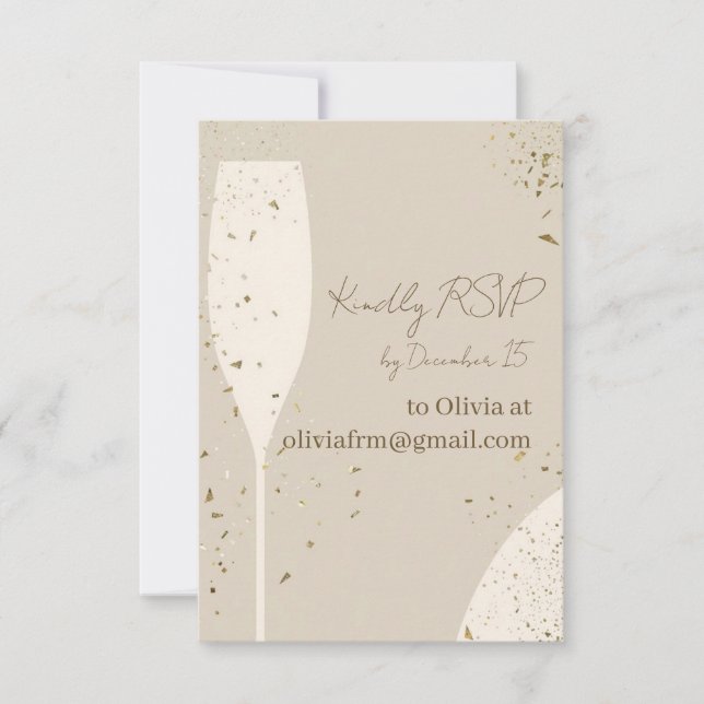 Minimalistisk RSVP-kort | Beige & Elfenbensfärgad  Tack Kort (Framsida)
