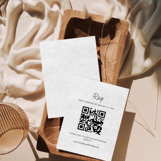 Minimalistisk RSVP QR-kod Bröllopsinbjudan Tilläggskort (Skapare uppladdad)